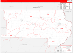 Clay County, AR Digital Map Red Line Style