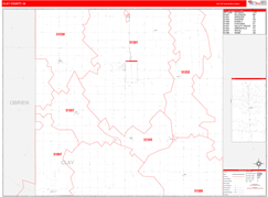 Clay County, IA Digital Map Red Line Style
