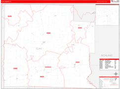 Clay County, IL Digital Map Red Line Style