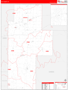 Clay County, IN Digital Map Red Line Style
