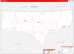 Clay County, TN Digital Map Red Line Style