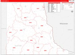 Clayton County, IA Digital Map Red Line Style