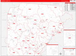 Clearfield County, PA Digital Map Red Line Style