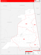 Cleburne County, AL Digital Map Red Line Style