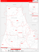 Cleveland County, NC Digital Map Red Line Style