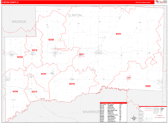 Clinton County, IL Digital Map Red Line Style