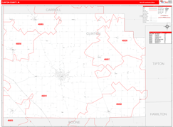 Clinton County, IN Digital Map Red Line Style
