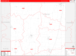 Clinton County, MO Digital Map Red Line Style
