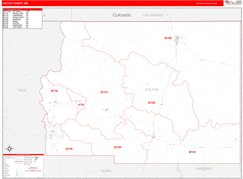 Colfax County, NM Digital Map Red Line Style
