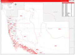 Collier County, FL Digital Map Red Line Style
