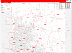Collin County, TX Digital Map Red Line Style