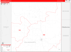 Collingsworth County, TX Digital Map Red Line Style