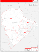 Columbia County, GA Digital Map Red Line Style