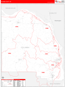 Columbia County, OR Digital Map Red Line Style