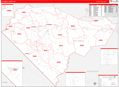 Columbus County, NC Digital Map Red Line Style