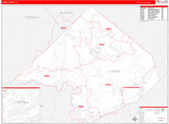 Comal County, TX Digital Map Red Line Style