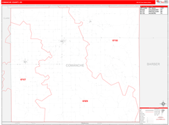 Comanche County, KS Digital Map Red Line Style