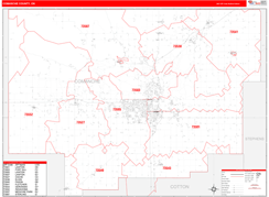Comanche County, OK Digital Map Red Line Style