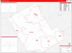 Comanche County, TX Digital Map Red Line Style