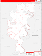 Concordia Parish (County), LA Digital Map Red Line Style