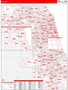 Cook County, IL Digital Map Red Line Style