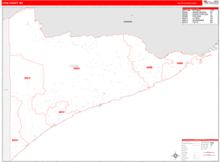 Cook County, MN Digital Map Red Line Style