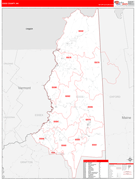 Coos County, NH Digital Map Red Line Style