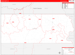 Corson County, SD Digital Map Red Line Style