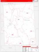 Cortland County, NY Digital Map Red Line Style