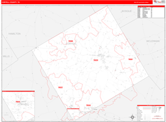 Coryell County, TX Digital Map Red Line Style