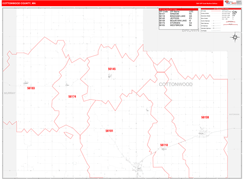 Cottonwood County, MN Digital Map Red Line Style