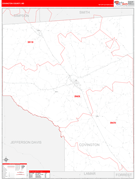 Covington County, MS Digital Map Red Line Style