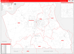 Coweta County, GA Digital Map Red Line Style