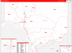 Cowlitz County, WA Digital Map Red Line Style
