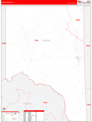 Crane County, TX Digital Map Red Line Style