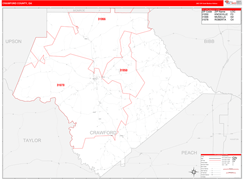 Crawford County, GA Digital Map Red Line Style