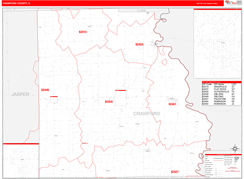 Crawford County, IL Digital Map Red Line Style