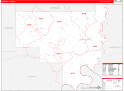 Crawford County, IN Digital Map Red Line Style