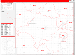 Crawford County, KS Digital Map Red Line Style