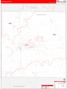 Crawford County, MI Digital Map Red Line Style