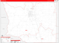 Crisp County, GA Digital Map Red Line Style