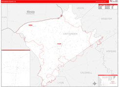 Crittenden County, KY Digital Map Red Line Style
