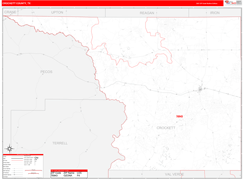 Crockett County, TX Digital Map Red Line Style