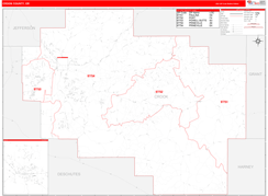 Crook County, OR Digital Map Red Line Style