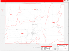 Cross County, AR Digital Map Red Line Style