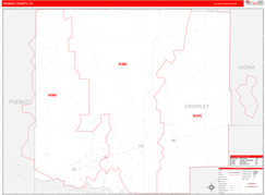Crowley County, CO Digital Map Red Line Style