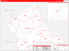 Culpeper County, VA Digital Map Red Line Style