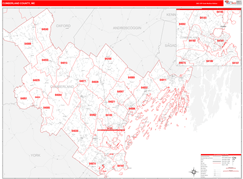 Cumberland County, ME Digital Map Red Line Style