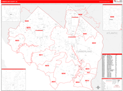 Cumberland County, NJ Digital Map Red Line Style