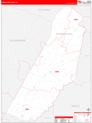 Cumberland County, VA Digital Map Red Line Style